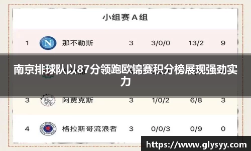 南京排球队以87分领跑欧锦赛积分榜展现强劲实力